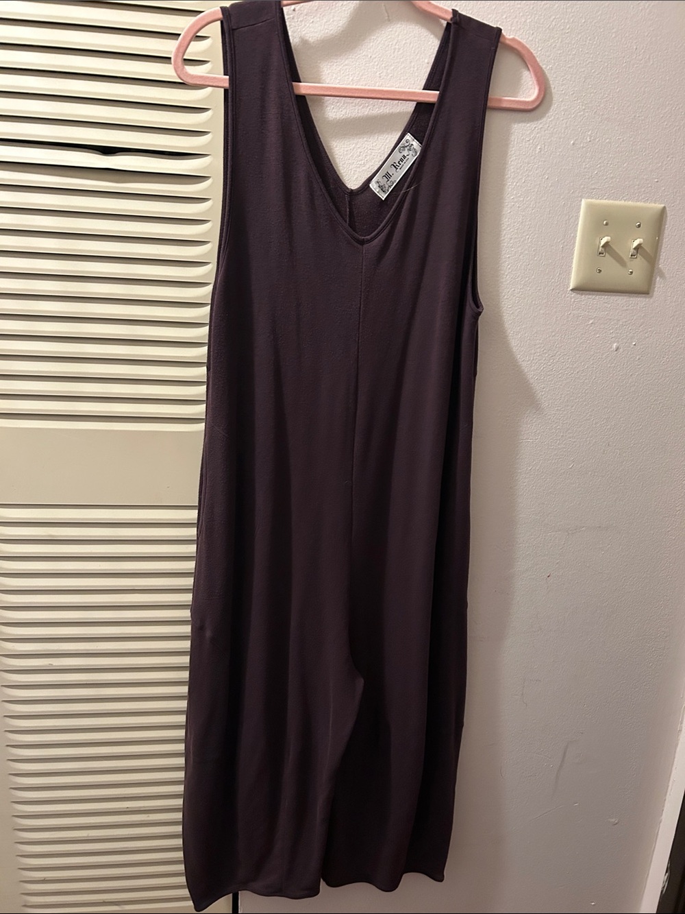 Sleeveless V-Neck Women's Overalls in Dark Plum